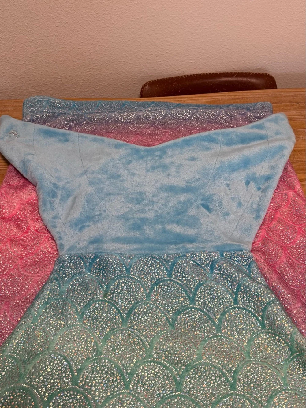 Justice Girls Mermaid Tail Blanket Soft Plush Pink, Teal & Blue